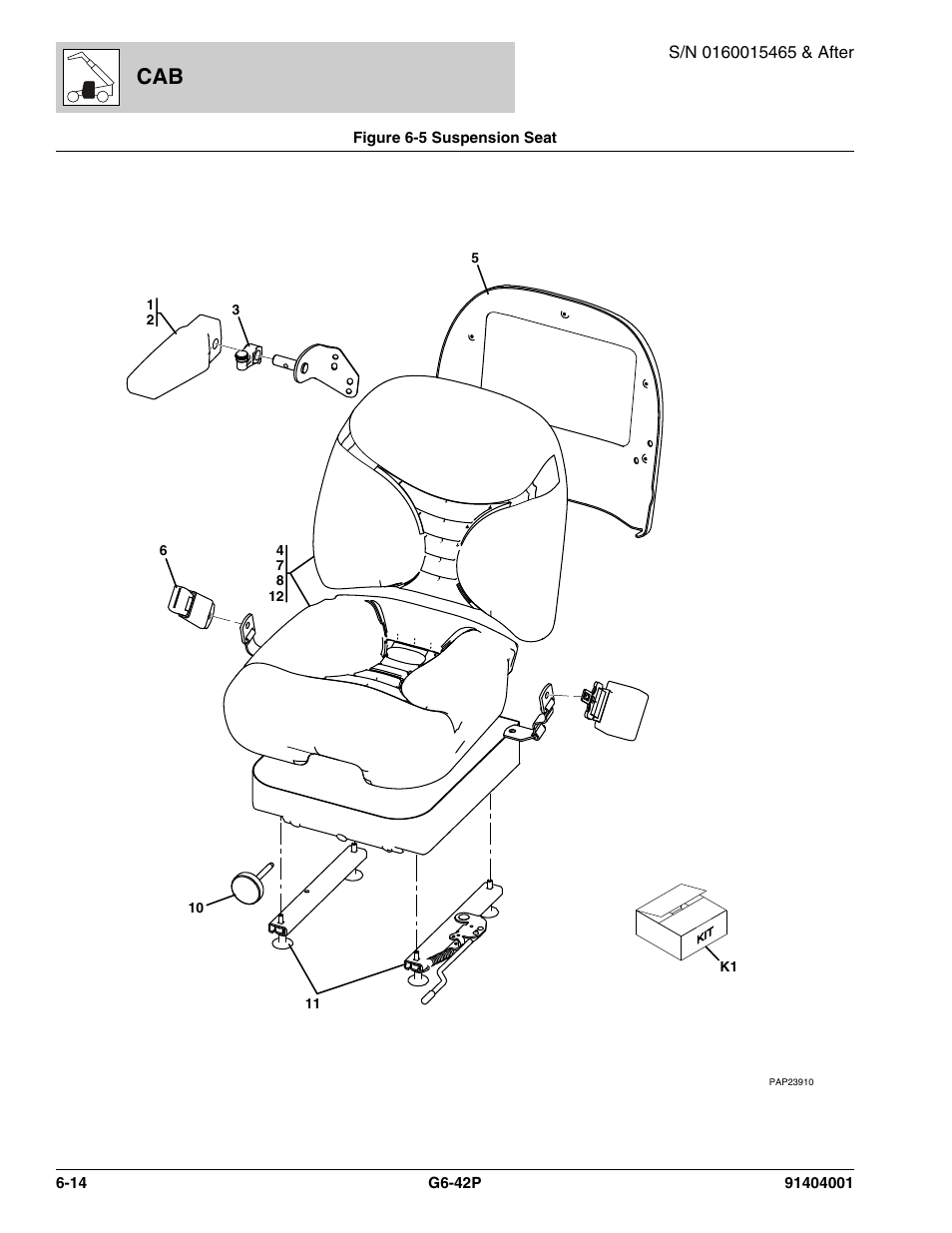 Figure 6-5 suspension seat, Suspension seat -14 | JLG G6-42P Parts Manual User Manual | Page 222 / 556