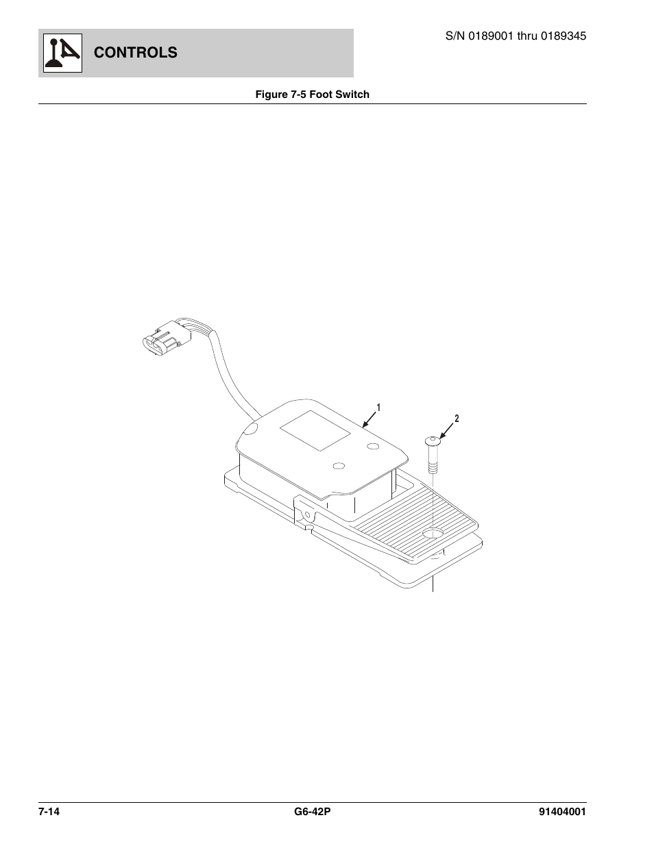 Figure 7-5 foot switch, Foot switch -14, Controls | JLG G6-42P Parts Manual User Manual | Page 244 / 556