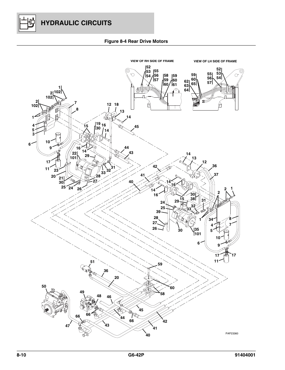 Figure 8-4 rear drive motors, Rear drive motors -10, Figure 8-4) | Assy, (see figure 8-4 for details), Hydraulic circuits | JLG G6-42P Parts Manual User Manual | Page 264 / 556