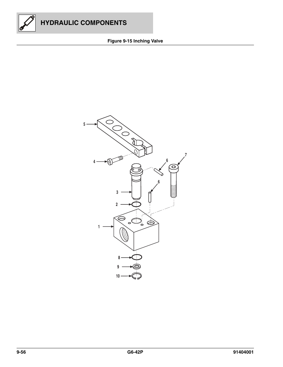 Figure 9-15 inching valve, Inching valve -56, Ve, (see figure 9-15 for details) | Hydraulic components | JLG G6-42P Parts Manual User Manual | Page 340 / 556