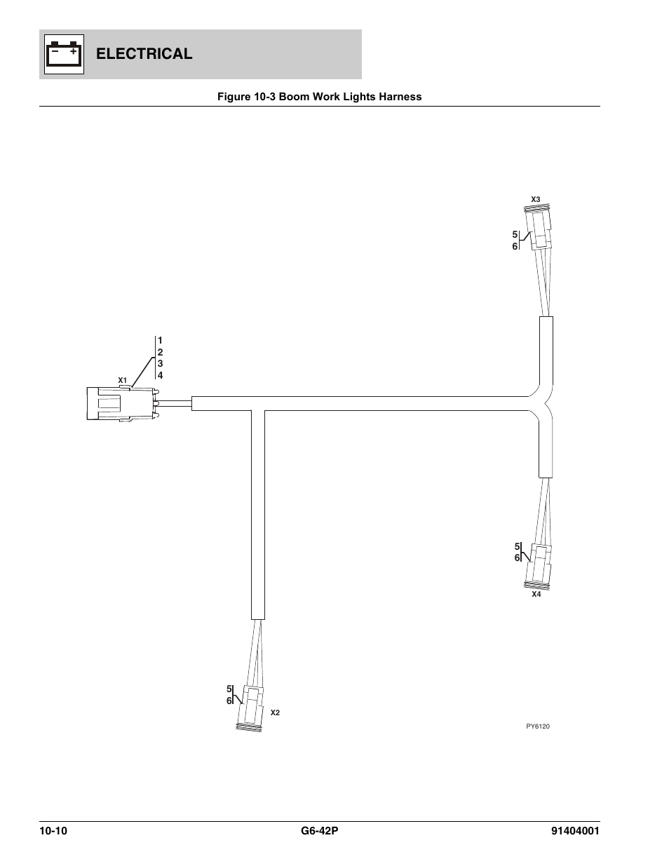 Figure 10-3 boom work lights harness, Boom work lights harness -10, Electrical | JLG G6-42P Parts Manual User Manual | Page 372 / 556