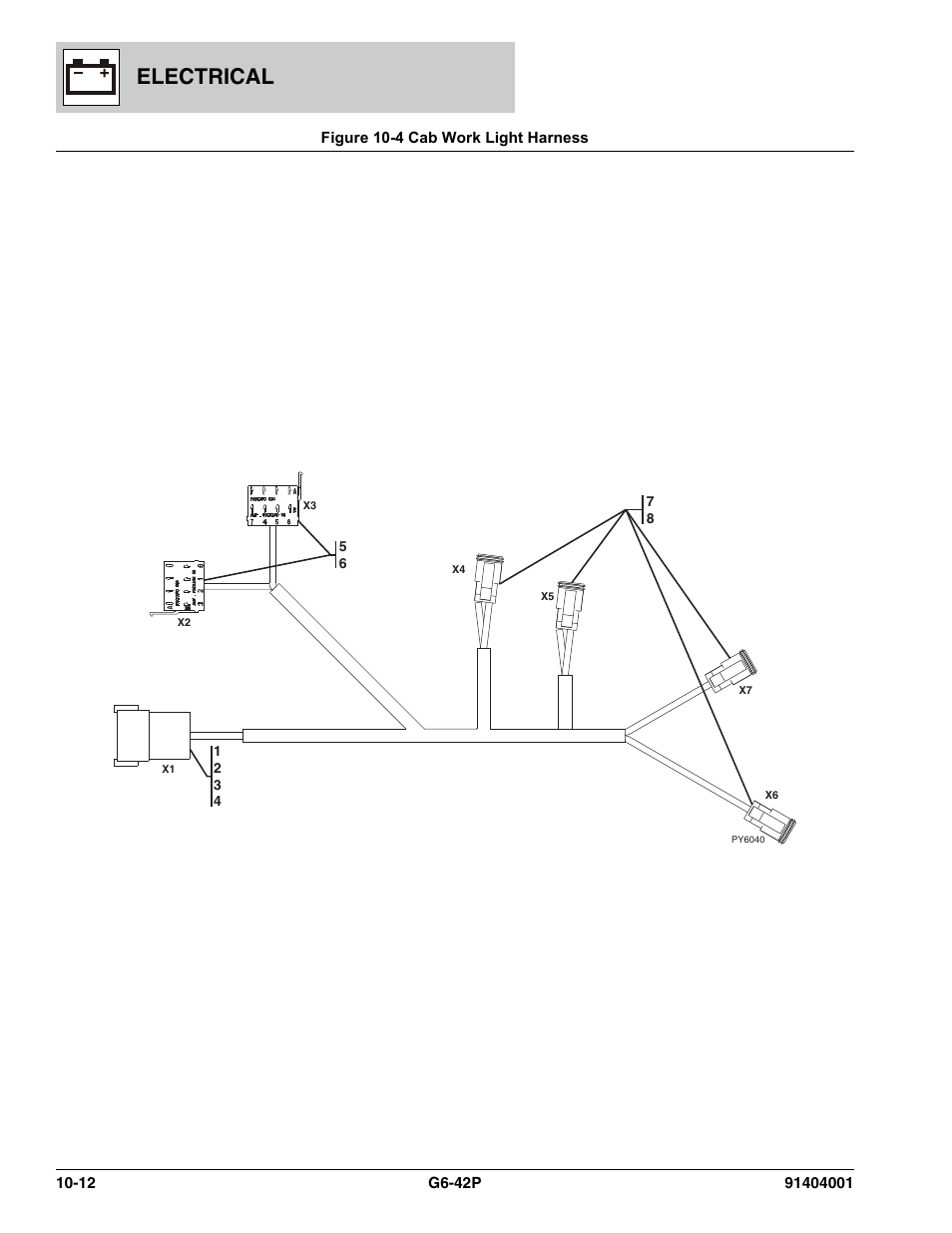 Figure 10-4 cab work light harness, Cab work light harness -12, Electrical | JLG G6-42P Parts Manual User Manual | Page 374 / 556