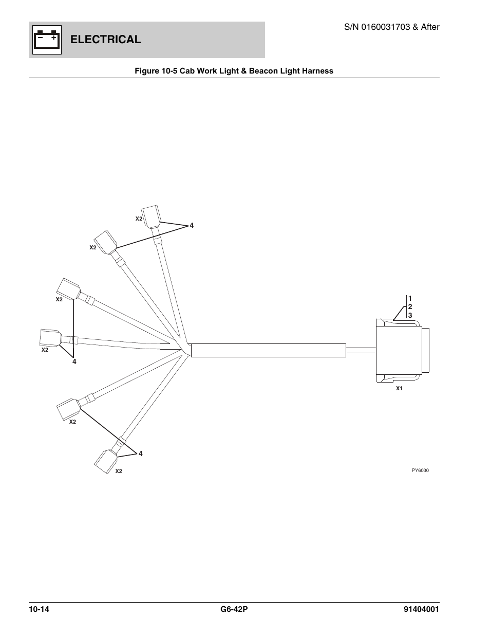 Figure 10-5 cab work light & beacon light harness, Cab work light & beacon light harness -14, Electrical | JLG G6-42P Parts Manual User Manual | Page 376 / 556