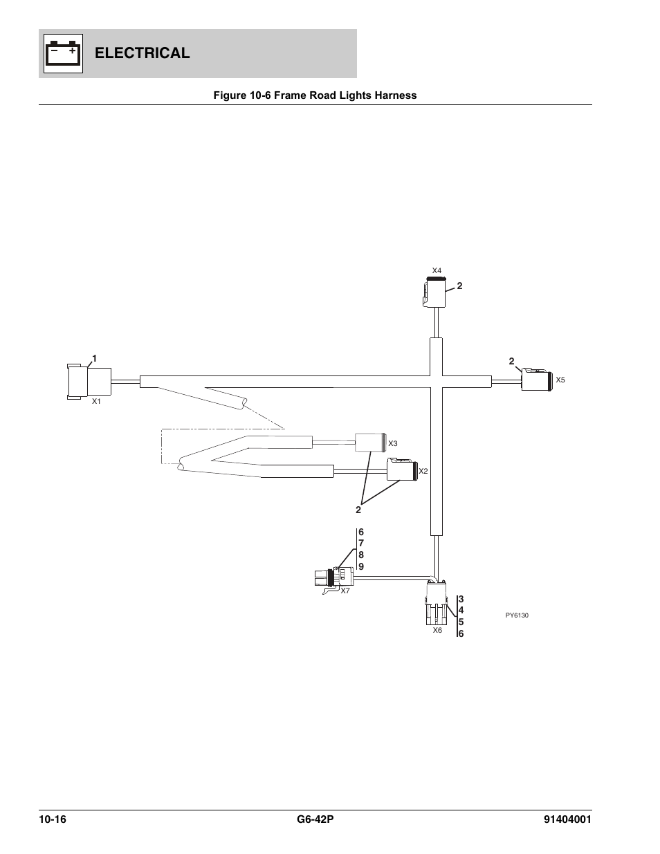 Figure 10-6 frame road lights harness, Frame road lights harness -16, Electrical | JLG G6-42P Parts Manual User Manual | Page 378 / 556