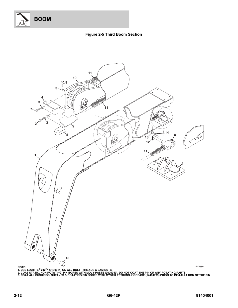 Figure 2-5 third boom section, Third boom section -12, Ion, (see figure 2-5 for details) | Boom | JLG G6-42P Parts Manual User Manual | Page 38 / 556