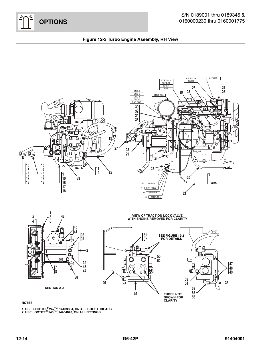 Figure 12-3 turbo engine assembly, rh view, Turbo engine assembly, rh view -14, Figure 12-3) | Options | JLG G6-42P Parts Manual User Manual | Page 410 / 556