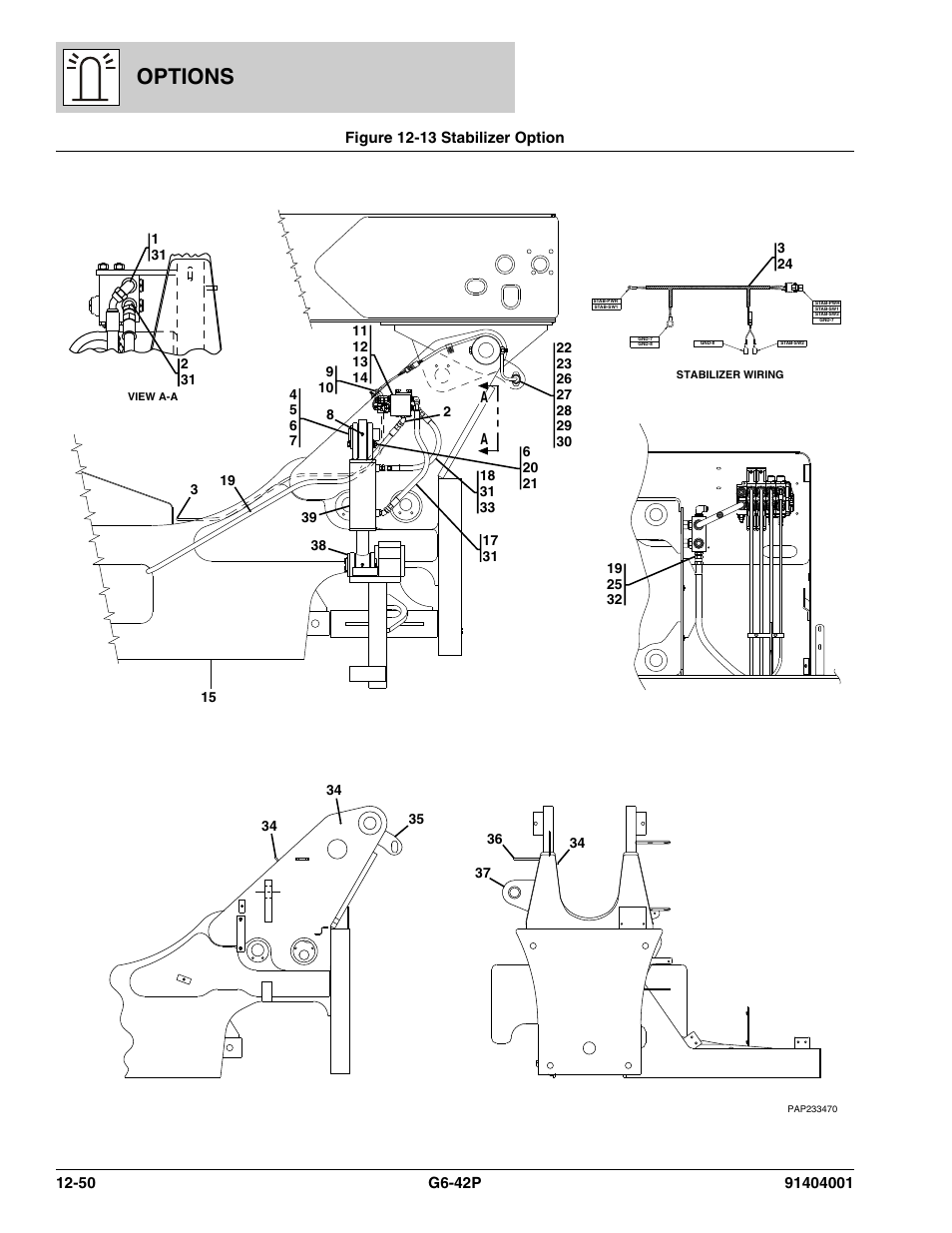 Figure 12-13 stabilizer option, Stabilizer option -50, Options | JLG G6-42P Parts Manual User Manual | Page 446 / 556