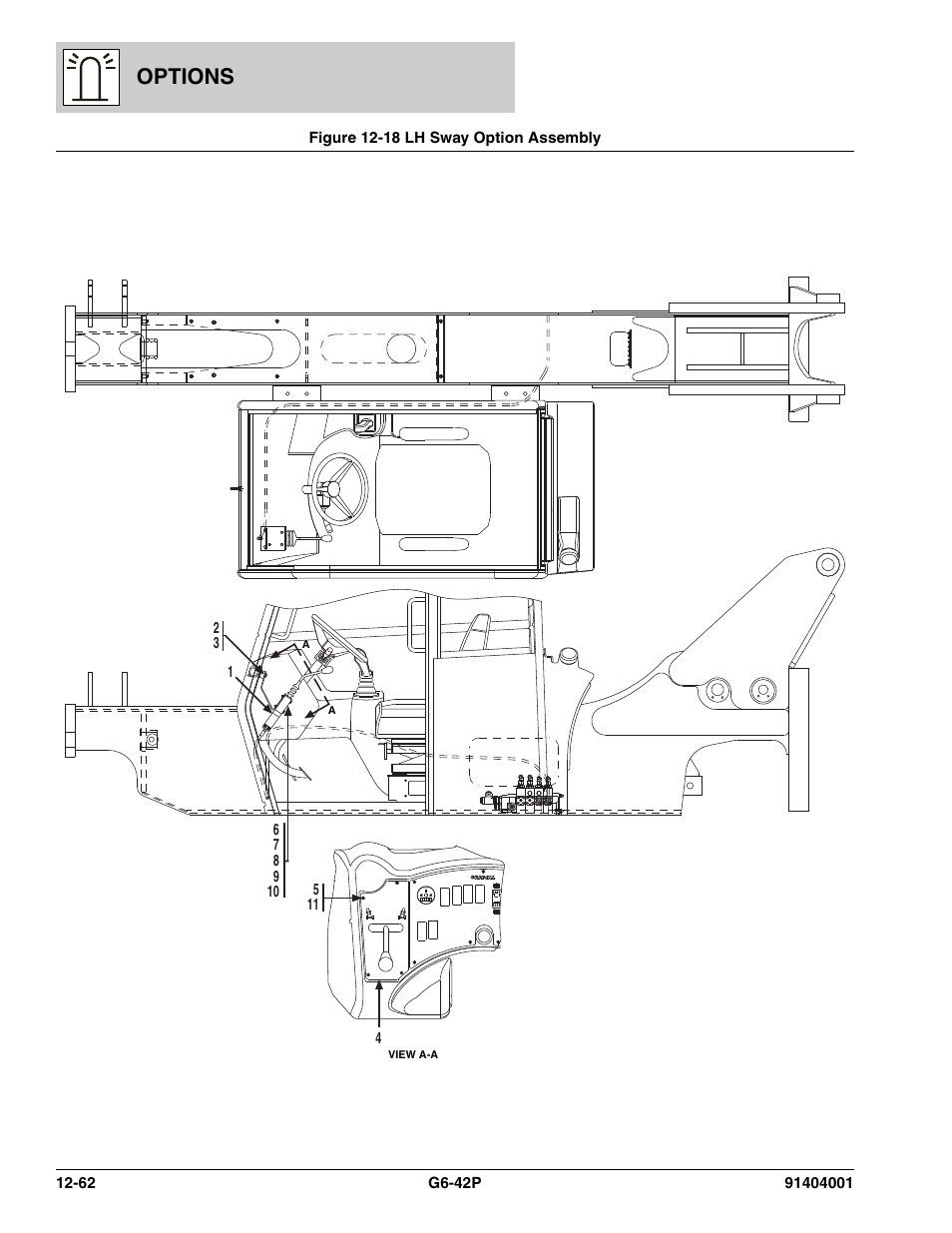 Figure 12-18 lh sway option assembly, Lh sway option assembly -62, Options | JLG G6-42P Parts Manual User Manual | Page 458 / 556