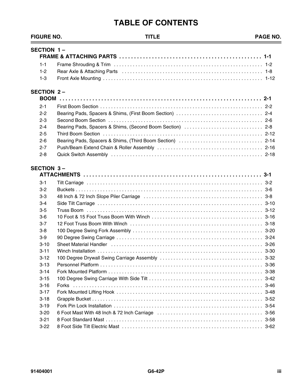 JLG G6-42P Parts Manual User Manual | Page 5 / 556