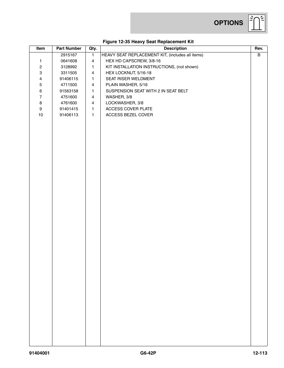 Options | JLG G6-42P Parts Manual User Manual | Page 509 / 556