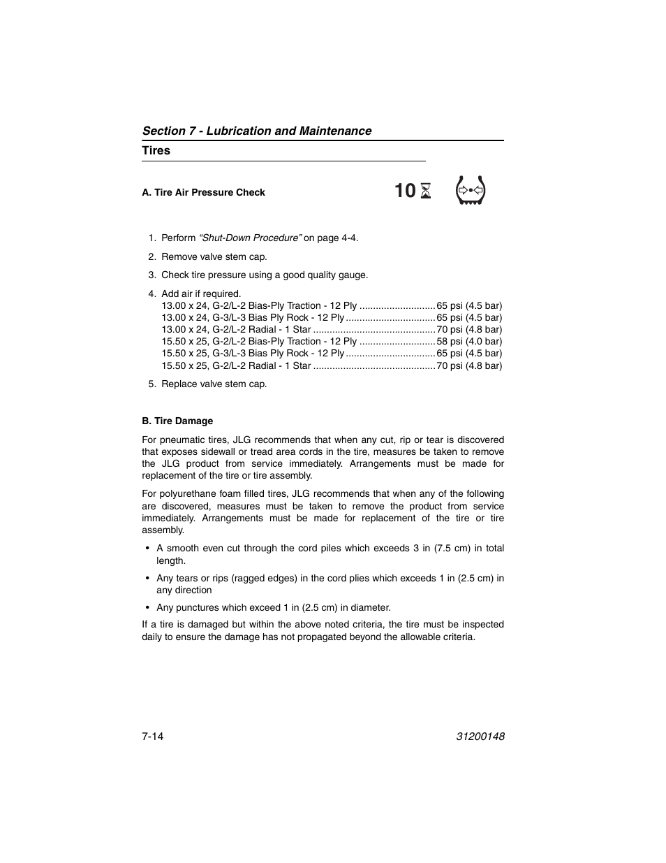 Tires, Tires -14 | JLG G6-42P Service Manual User Manual | Page 106 / 508