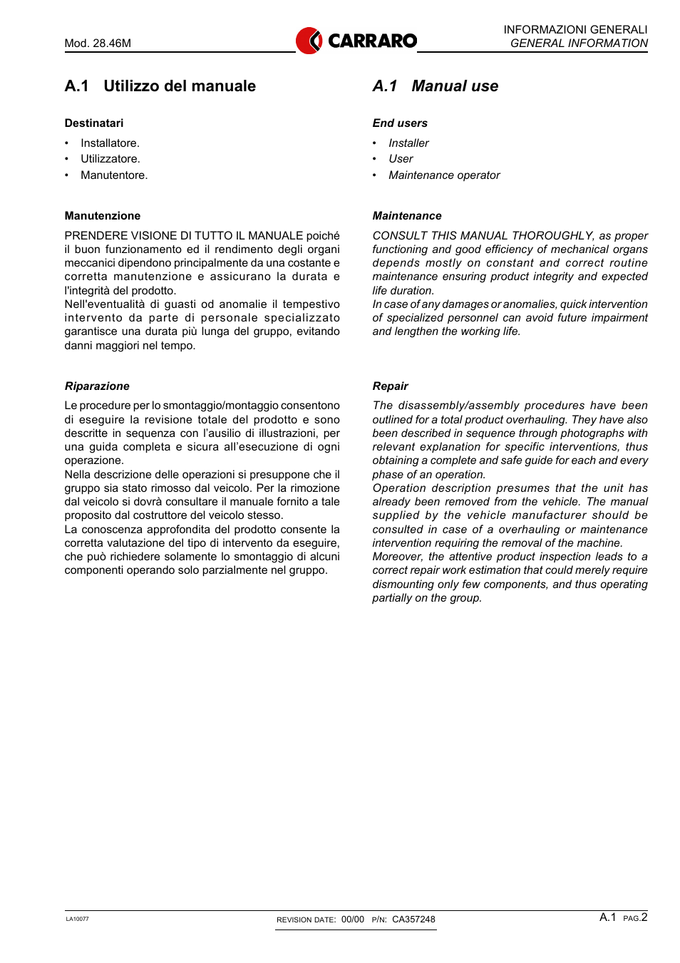 A.1 manual use, A.1 utilizzo del manuale | JLG G6-42P Service Manual User Manual | Page 357 / 508