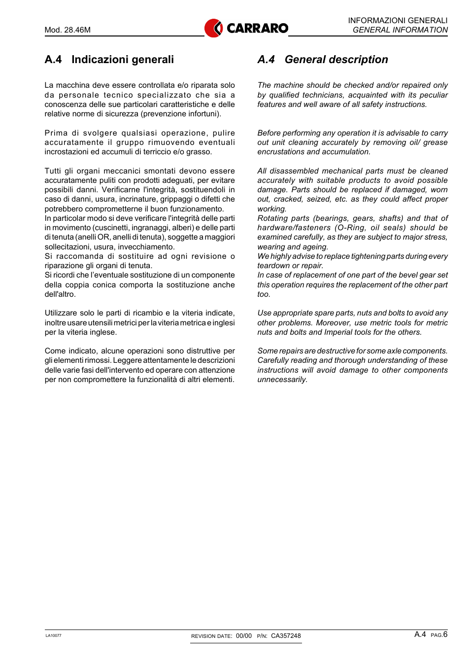 A.4 general description, A.4 indicazioni generali | JLG G6-42P Service Manual User Manual | Page 361 / 508