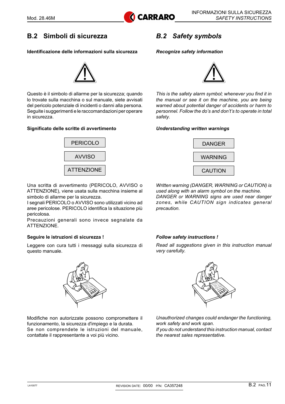 B.2 safety symbols, B.2 simboli di sicurezza | JLG G6-42P Service Manual User Manual | Page 366 / 508