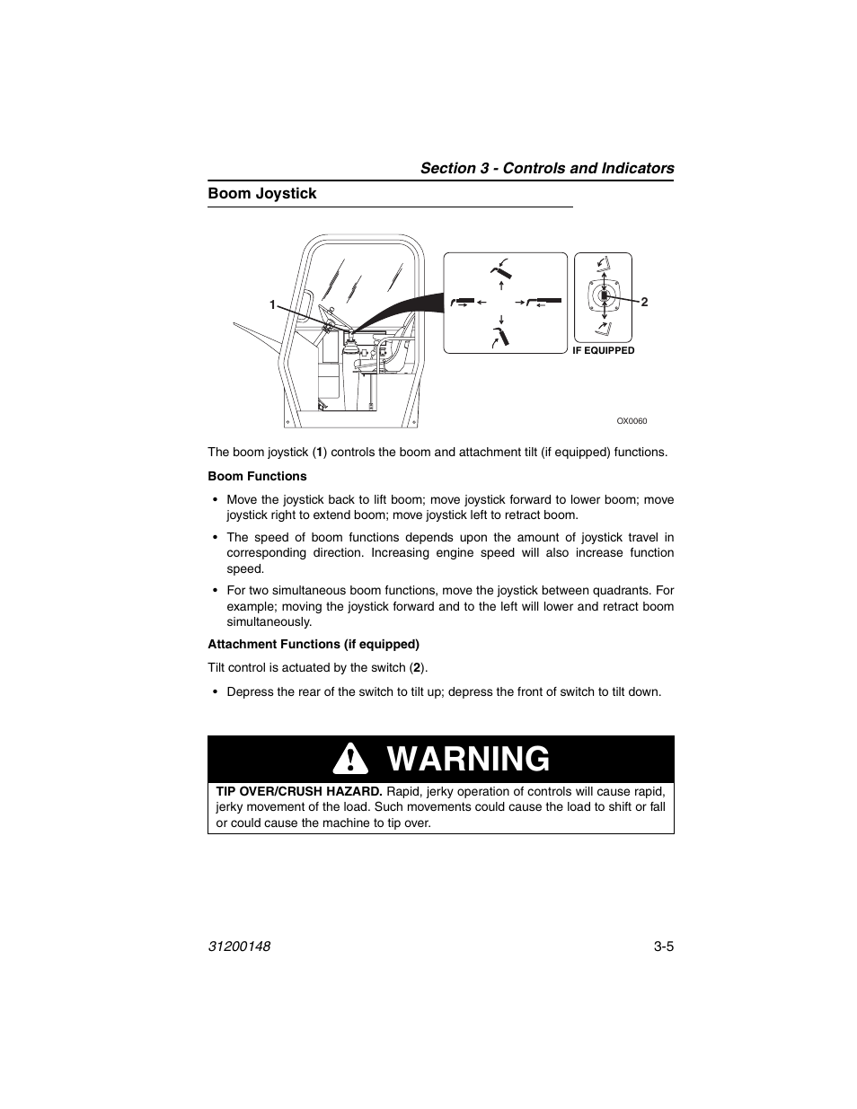 Boom joystick, Boom joystick -5, Warning | JLG G6-42P Service Manual User Manual | Page 41 / 508