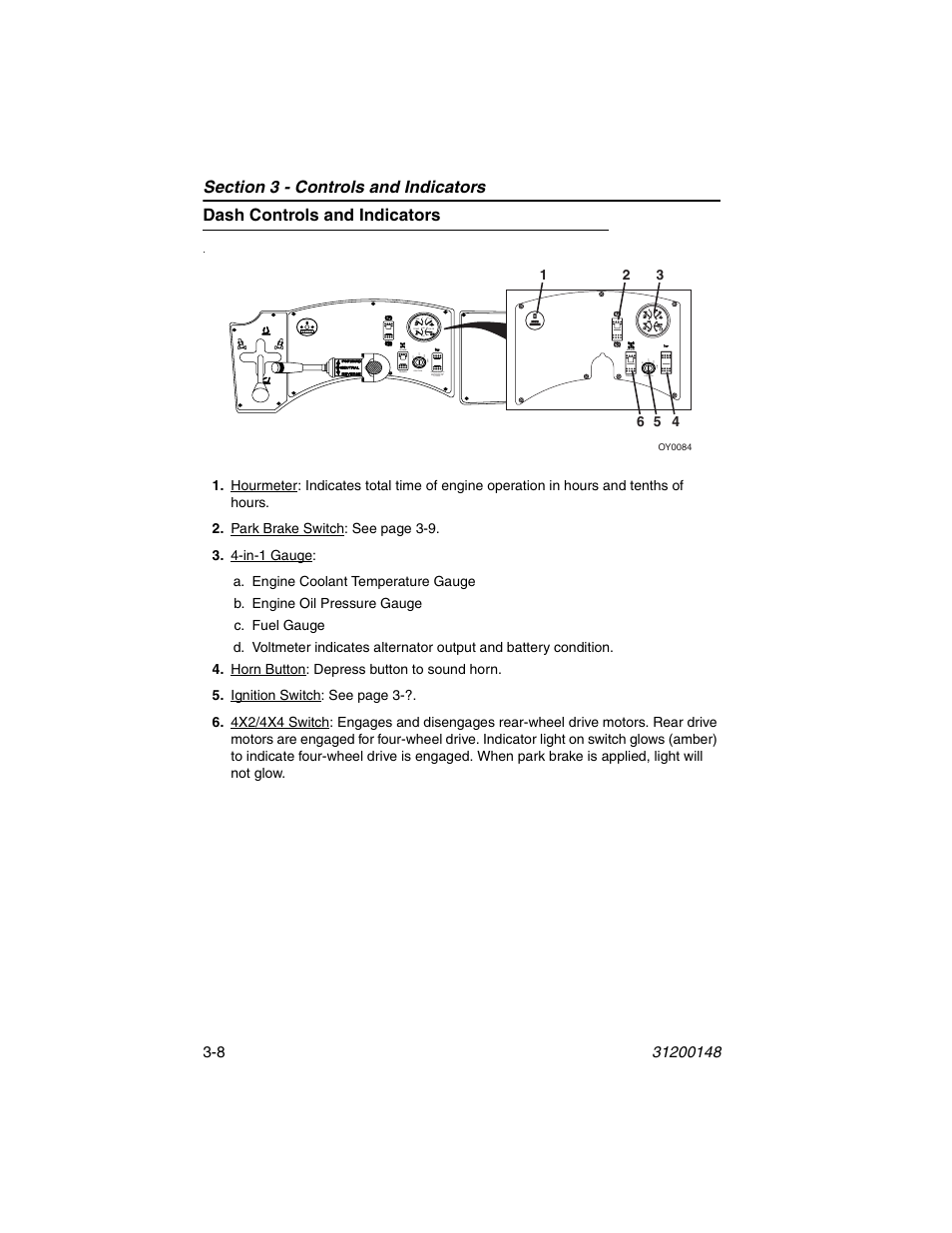 Dash controls and indicators, Dash controls and indicators -8 | JLG G6-42P Service Manual User Manual | Page 44 / 508