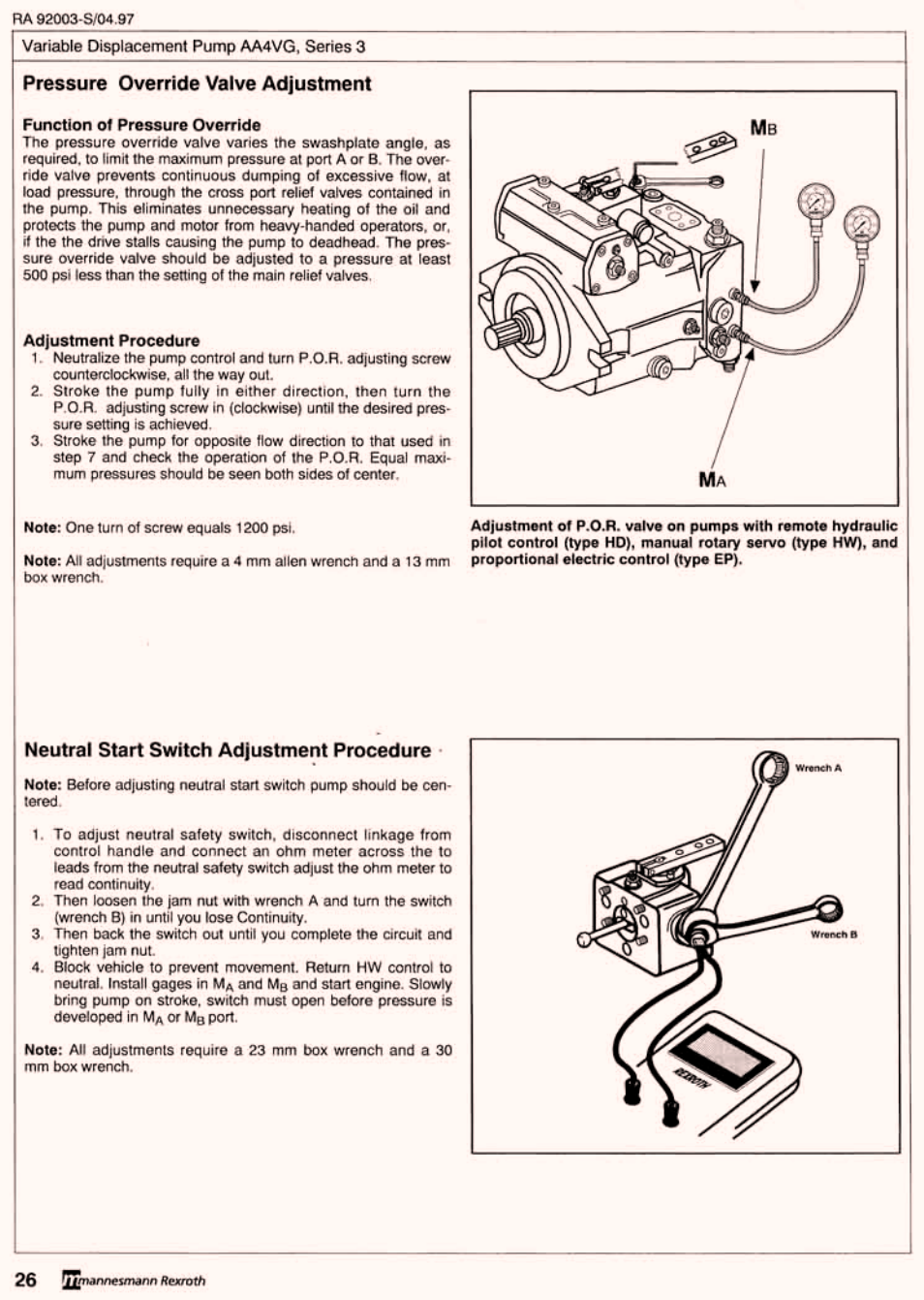 Adjustments of pressure override valve | JLG G6-42P Service Manual User Manual | Page 466 / 508