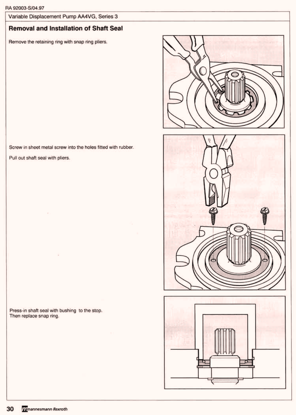 Removal & installation of shaft seal | JLG G6-42P Service Manual User Manual | Page 470 / 508