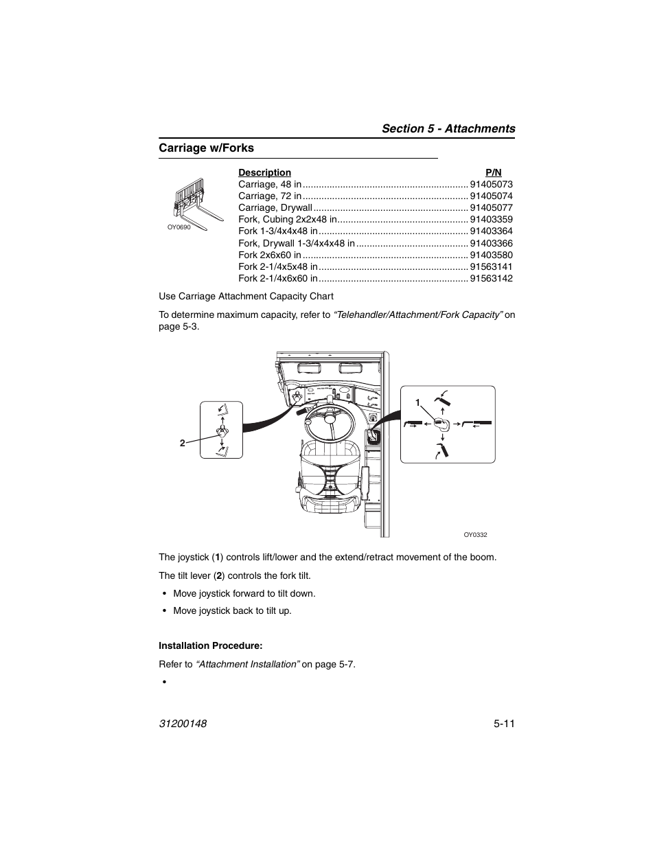 Carriage w/forks, Carriage w/forks -11 | JLG G6-42P Service Manual User Manual | Page 73 / 508
