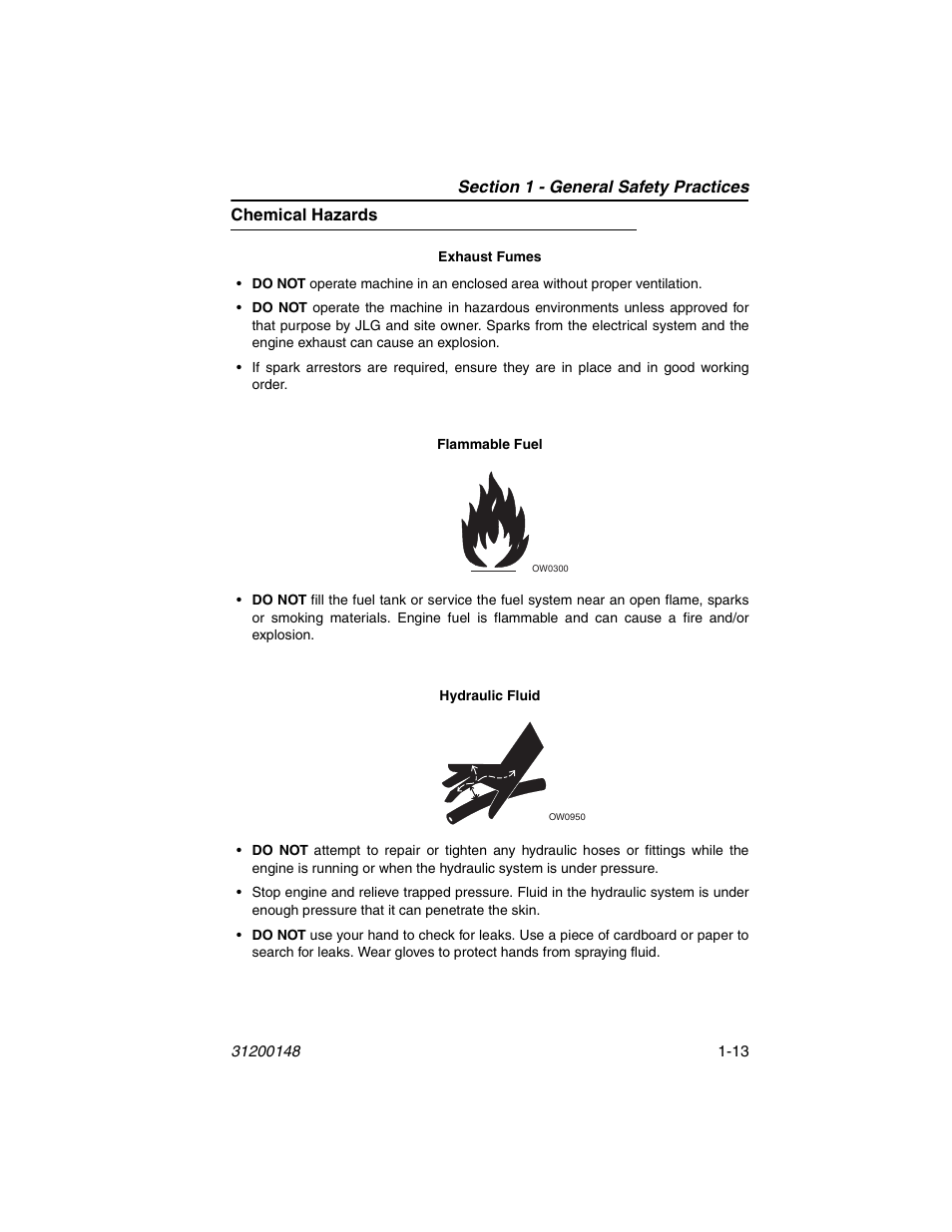 Chemical hazards, Chemical hazards -13 | JLG G6-42P Operator Manual User Manual | Page 23 / 124
