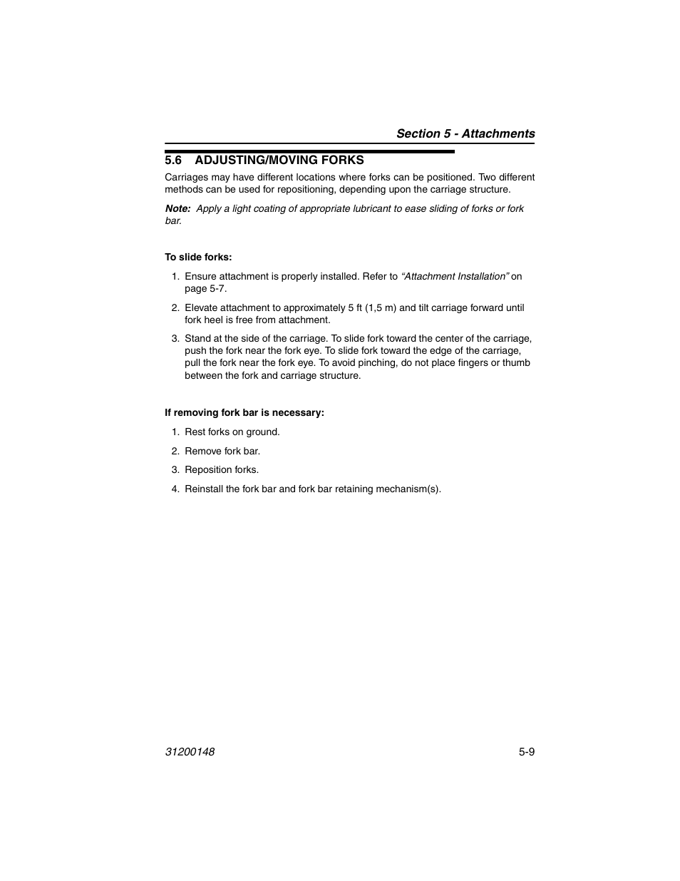 6 adjusting/moving forks, 6 adjusting/moving forks -9 | JLG G6-42P Operator Manual User Manual | Page 69 / 124