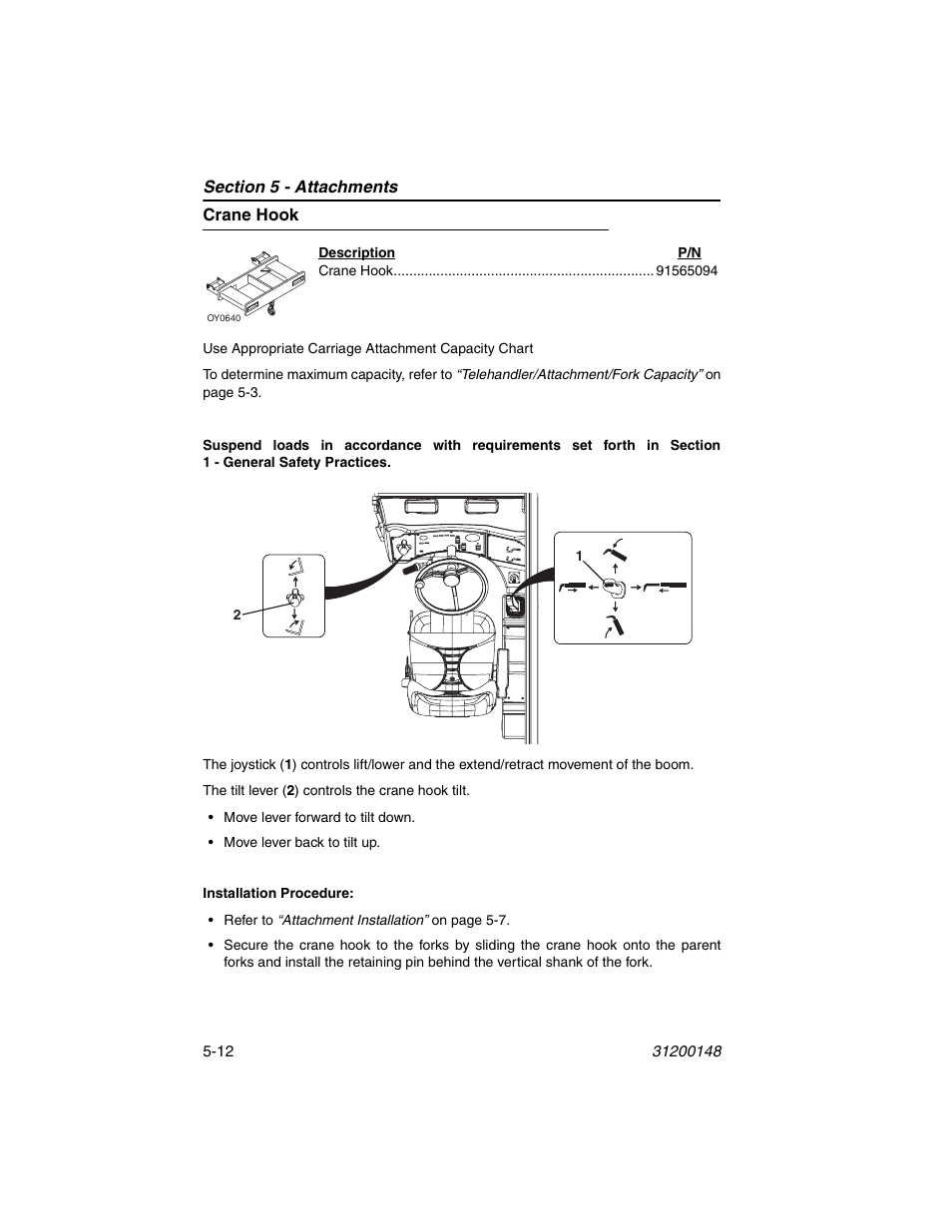 Crane hook, Crane hook -12 | JLG G6-42P Operator Manual User Manual | Page 72 / 124