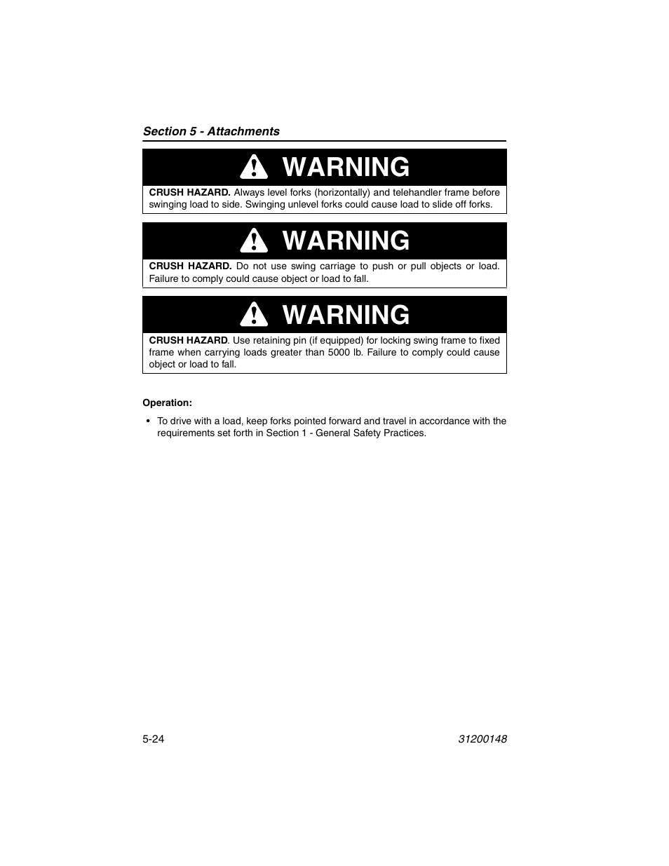 Warning | JLG G6-42P Operator Manual User Manual | Page 84 / 124
