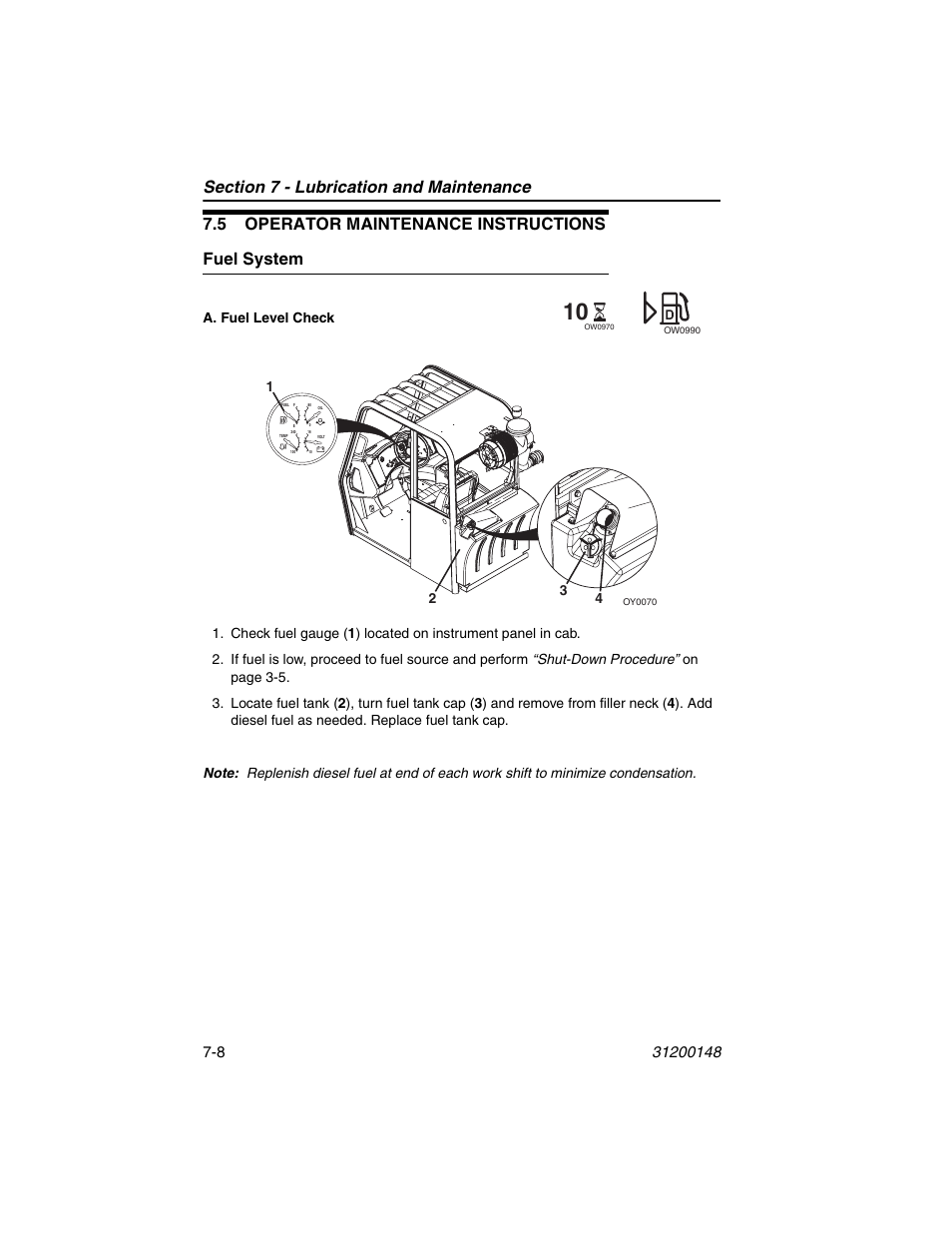 5 operator maintenance instructions, Fuel system, 5 operator maintenance instructions -8 | Fuel system -8, 5 operator maintenance instructions fuel system | JLG G6-42P Operator Manual User Manual | Page 98 / 124