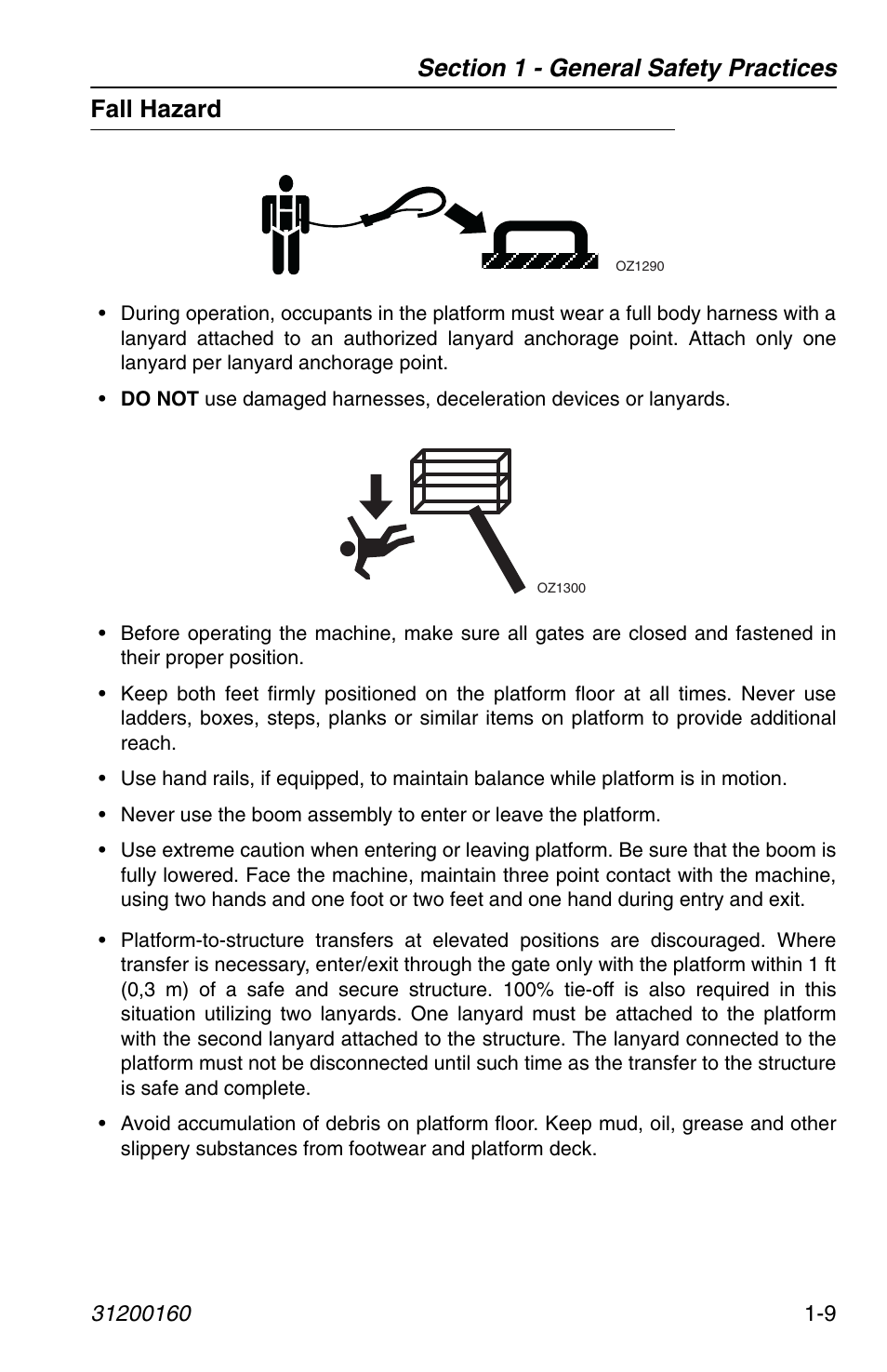 Fall hazard, Fall hazard -9 | JLG Telehandler Personnel Work Platform User Manual | Page 17 / 44