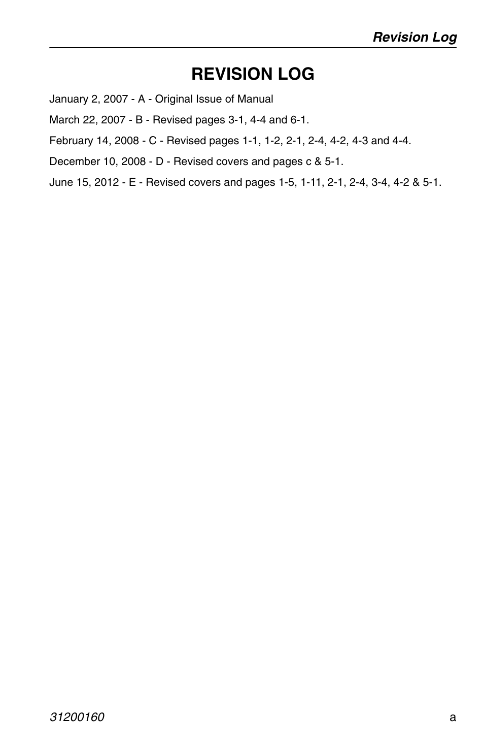 Revision log | JLG Telehandler Personnel Work Platform User Manual | Page 3 / 44