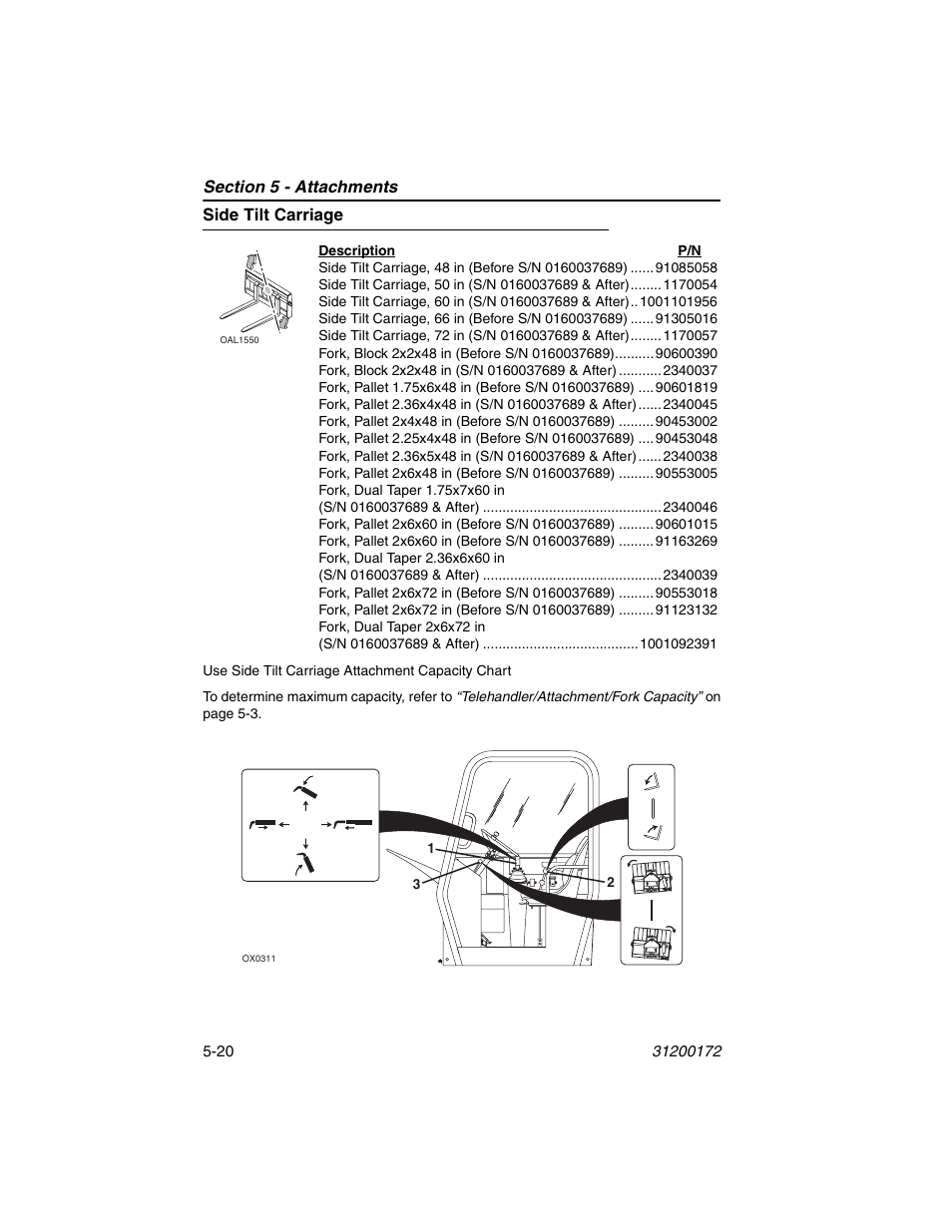 Side tilt carriage, Side tilt carriage -20 | JLG 544D-10 Operator Manual User Manual | Page 82 / 142