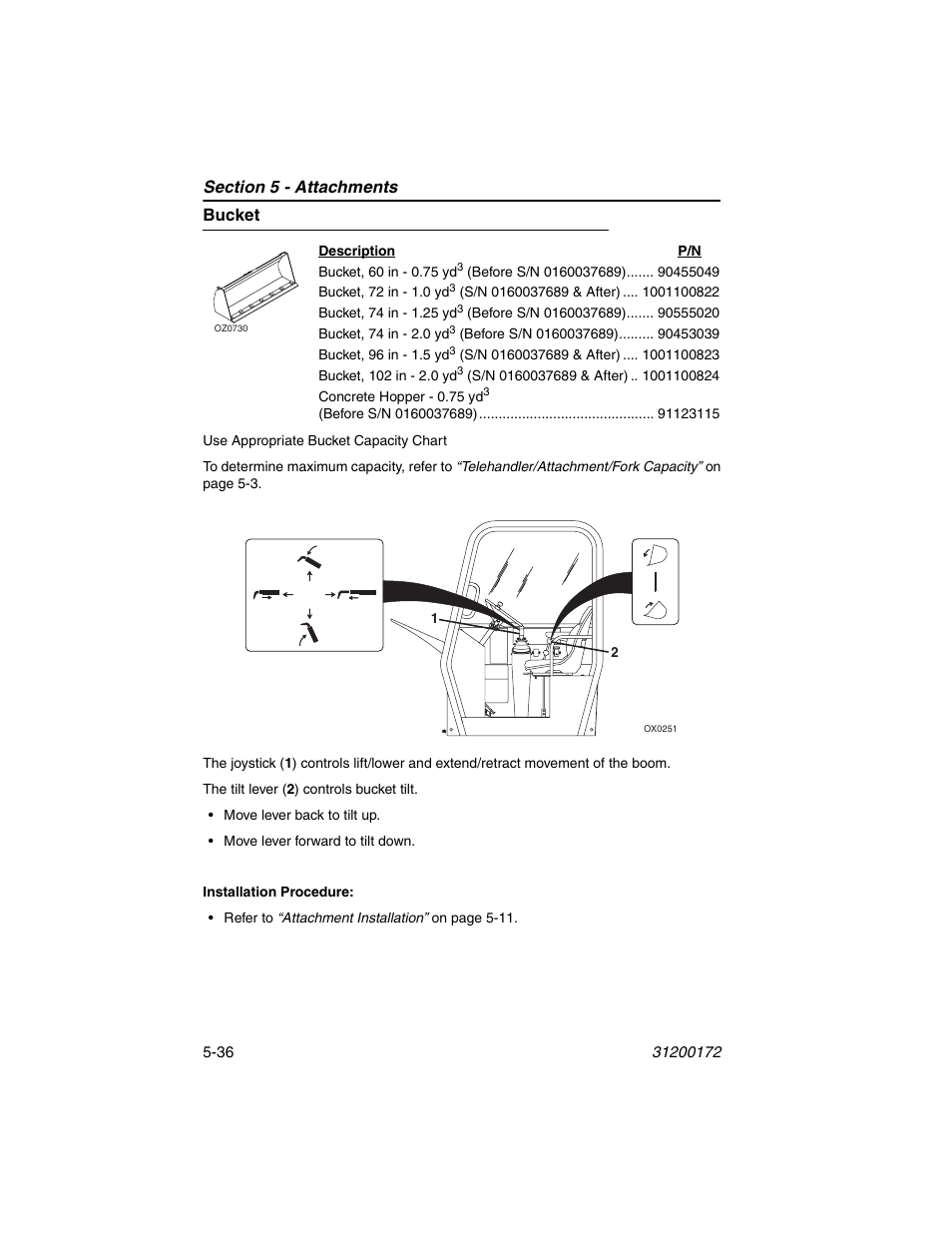 Bucket, Bucket -36 | JLG 544D-10 Operator Manual User Manual | Page 98 / 142