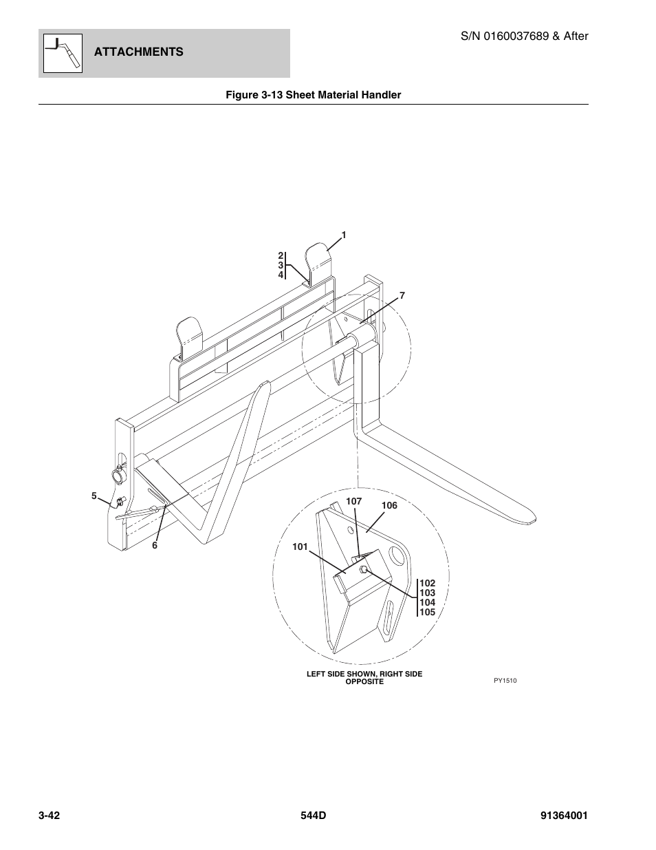 Figure 3-13 sheet material handler, Sheet material handler -42 | JLG 544D-10 Parts Manual User Manual | Page 100 / 730