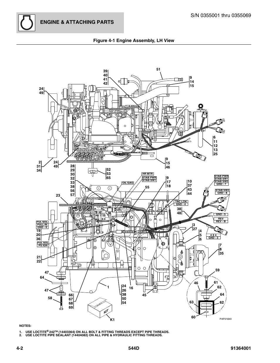 Figure 4-1 engine assembly, lh view, Engine assembly, lh view -2, Engine & attaching parts | JLG 544D-10 Parts Manual User Manual | Page 150 / 730