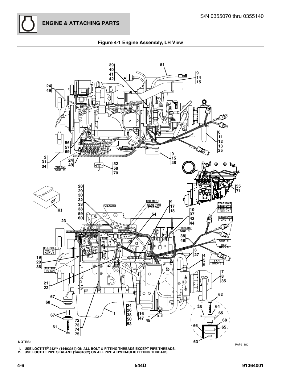 Engine & attaching parts, Figure 4-1 engine assembly, lh view | JLG 544D-10 Parts Manual User Manual | Page 154 / 730