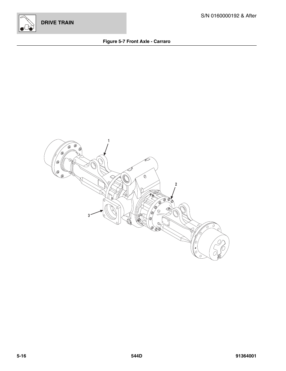 Figure 5-7 front axle - carraro, Front axle - carraro -16 | JLG 544D-10 Parts Manual User Manual | Page 248 / 730