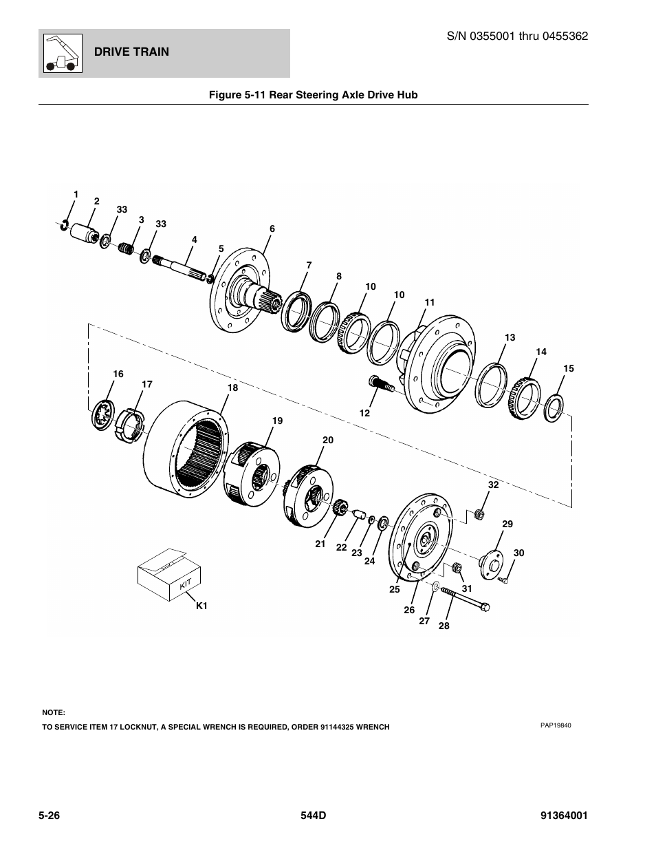 Figure 5-11 rear steering axle drive hub, Rear steering axle drive hub -26 | JLG 544D-10 Parts Manual User Manual | Page 258 / 730