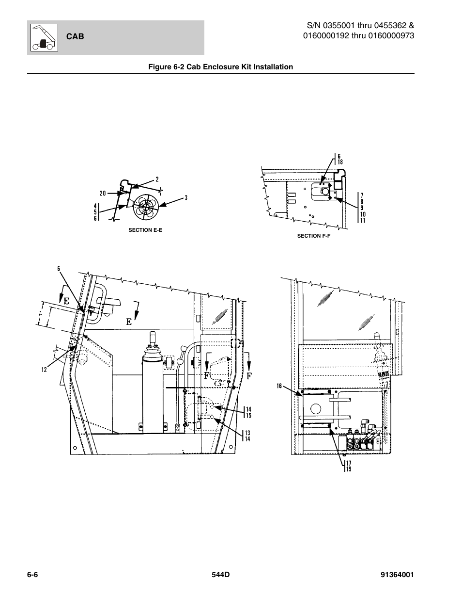 Figure 6-2 cab enclosure kit installation, Cab enclosure kit installation -6 | JLG 544D-10 Parts Manual User Manual | Page 272 / 730