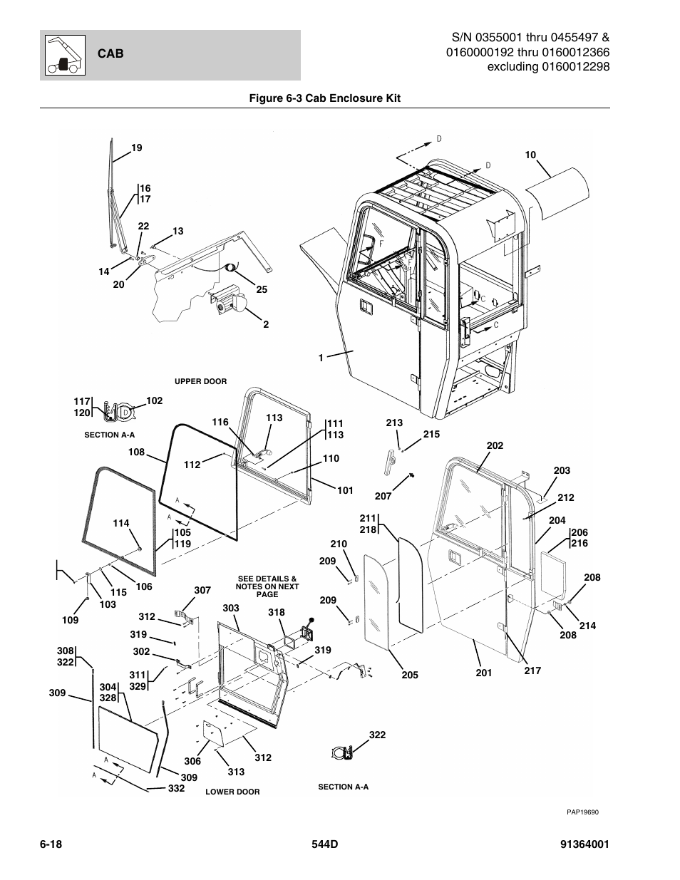 Figure 6-3 cab enclosure kit, Cab enclosure kit -18 | JLG 544D-10 Parts Manual User Manual | Page 284 / 730