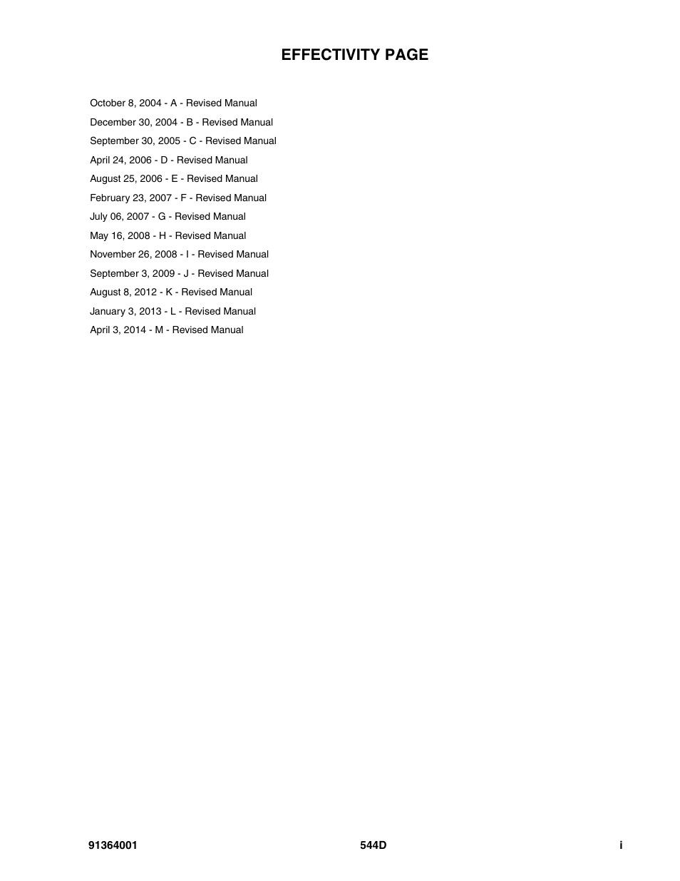 Effectivity page | JLG 544D-10 Parts Manual User Manual | Page 3 / 730