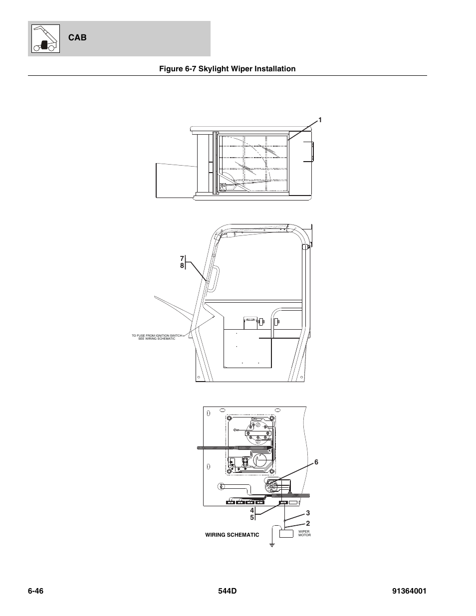 Figure 6-7 skylight wiper installation, Skylight wiper installation -46 | JLG 544D-10 Parts Manual User Manual | Page 312 / 730