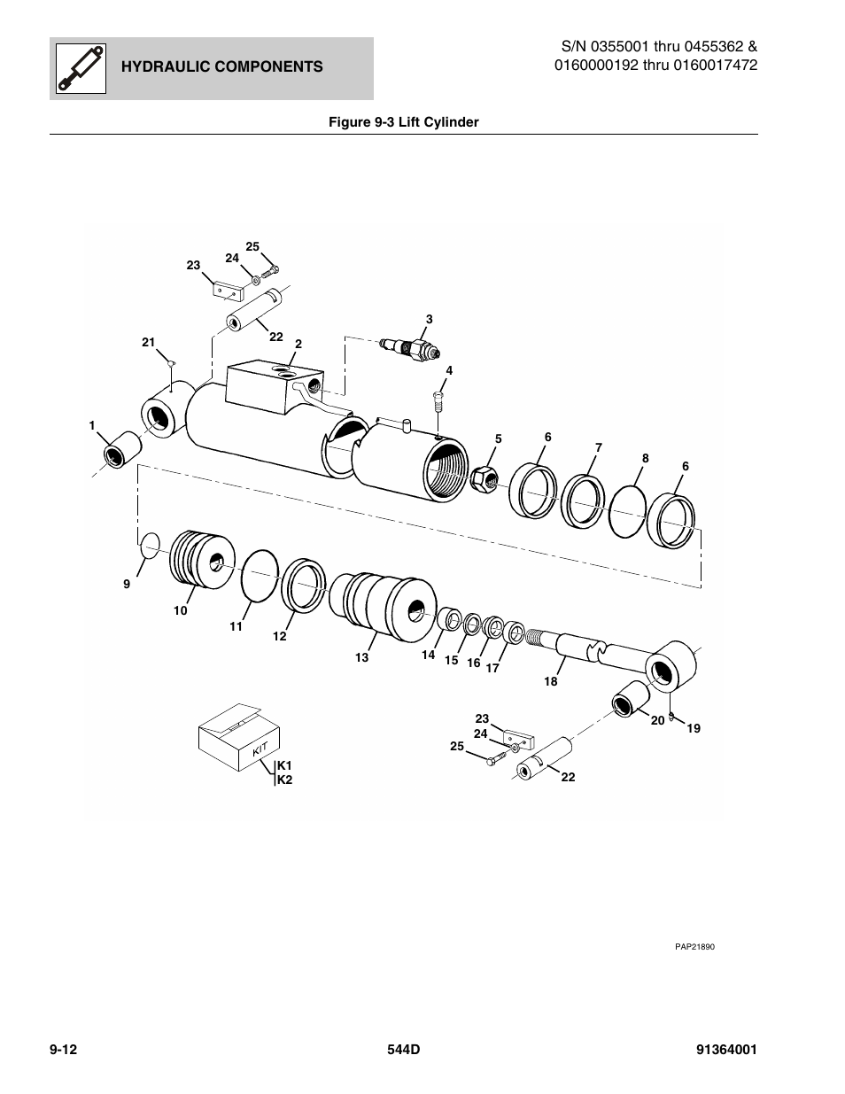 Figure 9-3 lift cylinder, Lift cylinder -12 | JLG 544D-10 Parts Manual User Manual | Page 438 / 730