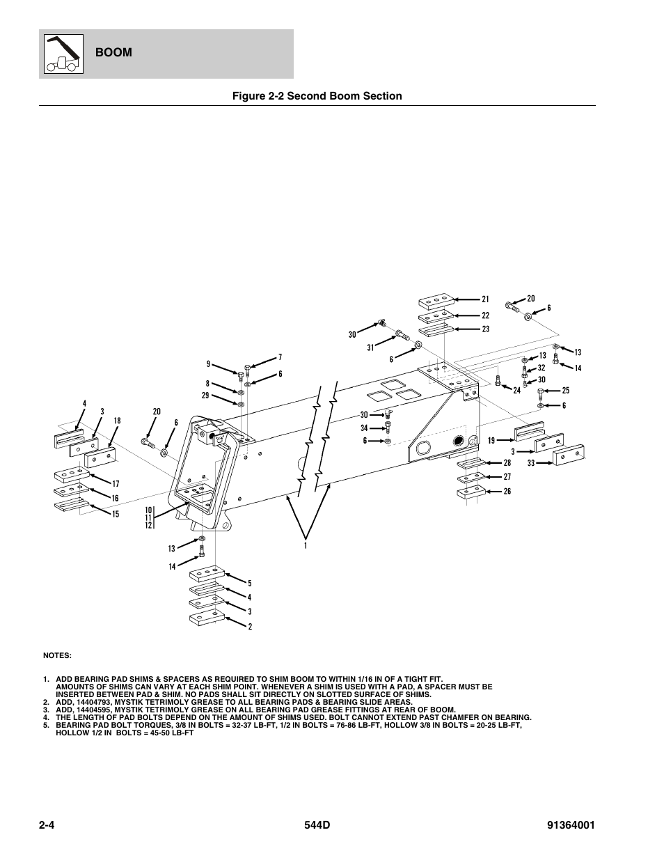 Figure 2-2 second boom section, Second boom section -4 | JLG 544D-10 Parts Manual User Manual | Page 44 / 730