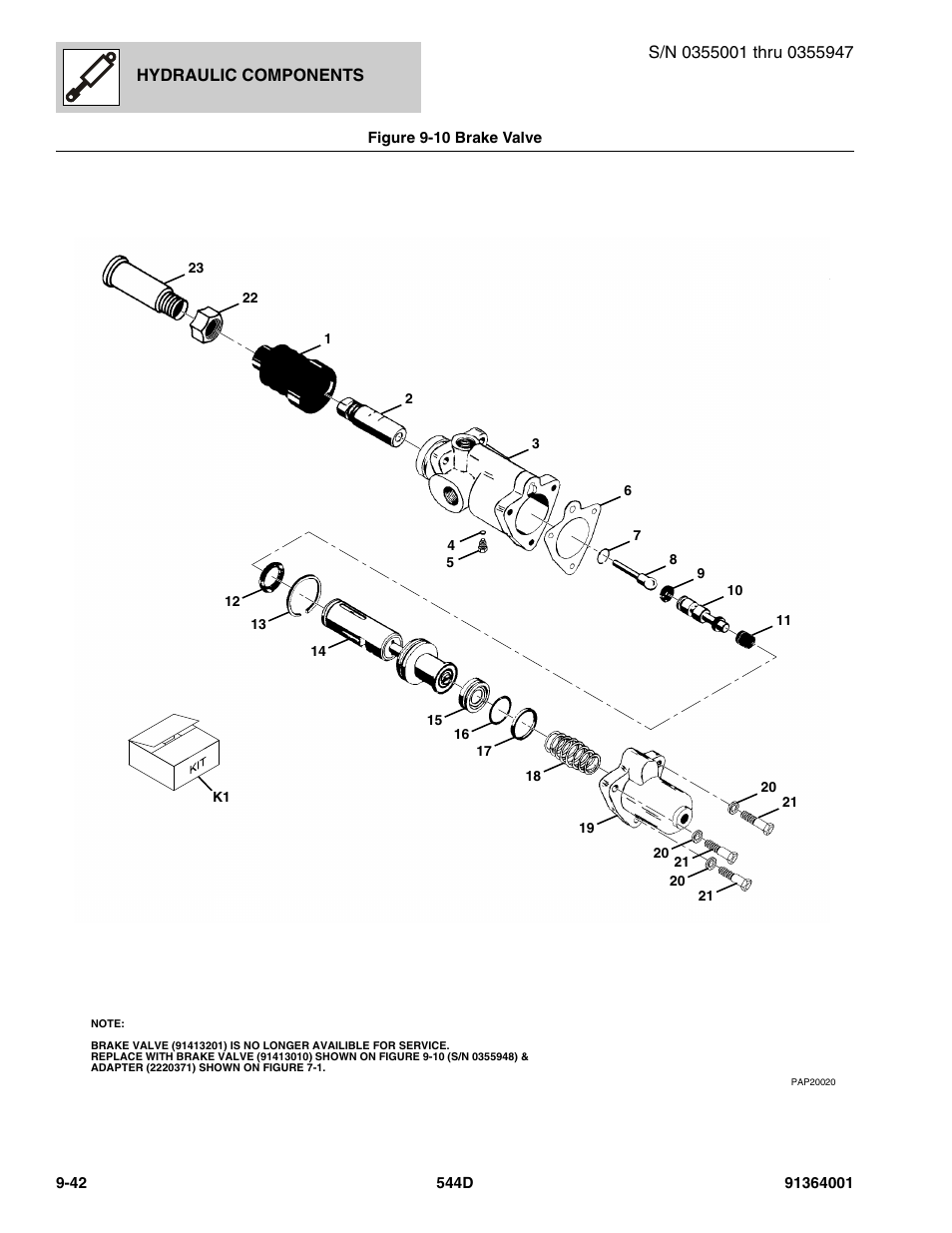 Figure 9-10 brake valve, Brake valve -42, Ve, (see figure 9-10 for details) | JLG 544D-10 Parts Manual User Manual | Page 468 / 730