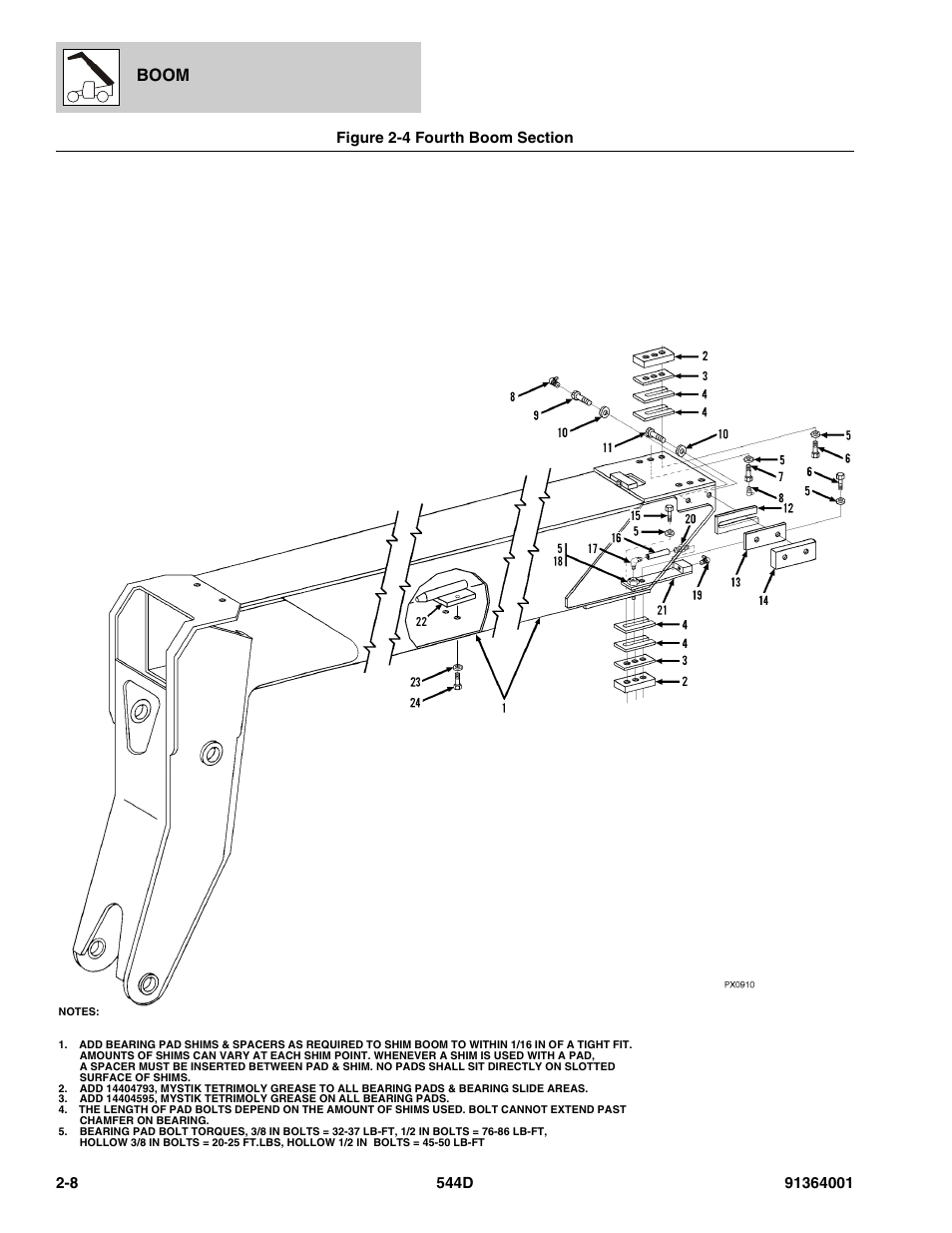 Figure 2-4 fourth boom section, Fourth boom section -8 | JLG 544D-10 Parts Manual User Manual | Page 48 / 730