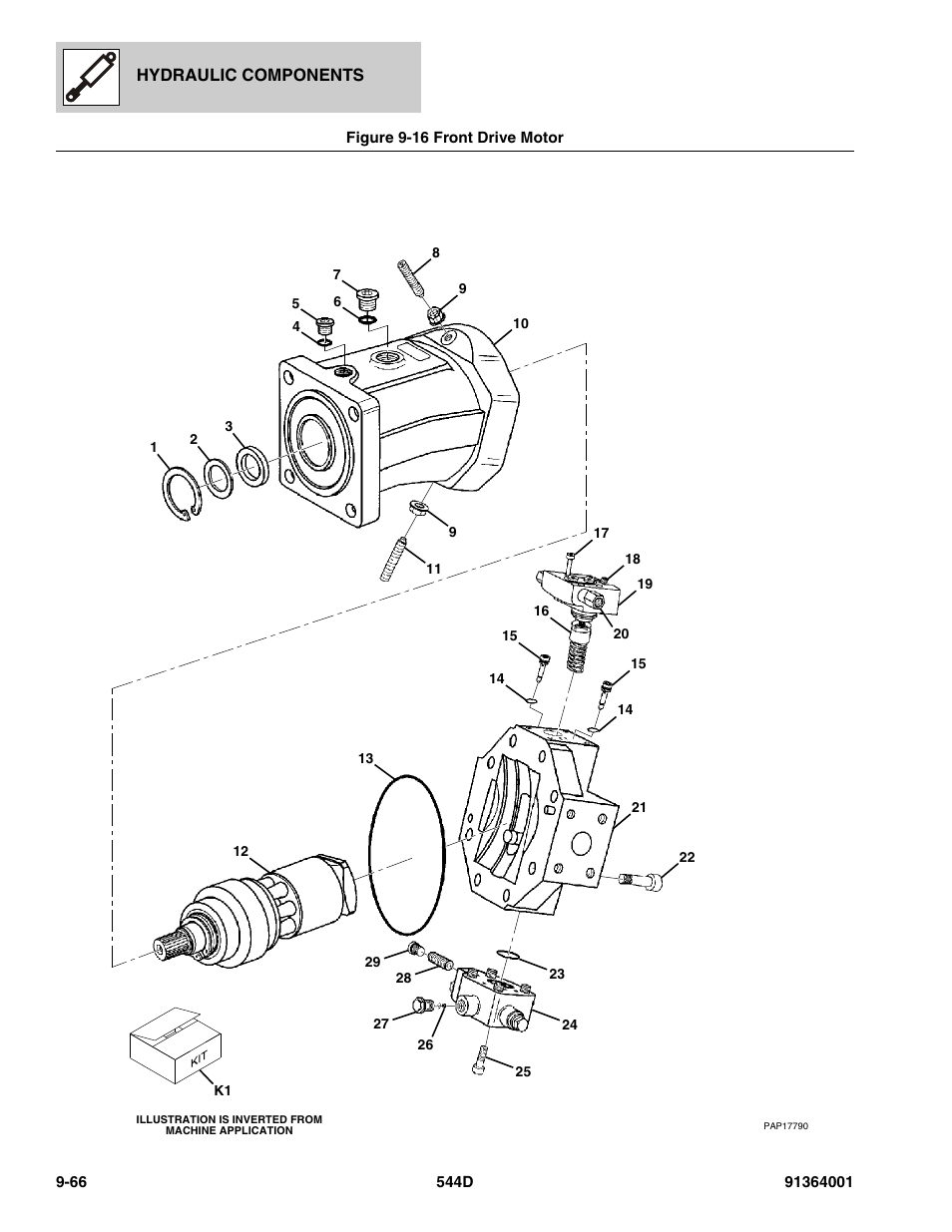 Figure 9-16 front drive motor, Front drive motor -66, R, (see figure 9-16 for details) | JLG 544D-10 Parts Manual User Manual | Page 492 / 730