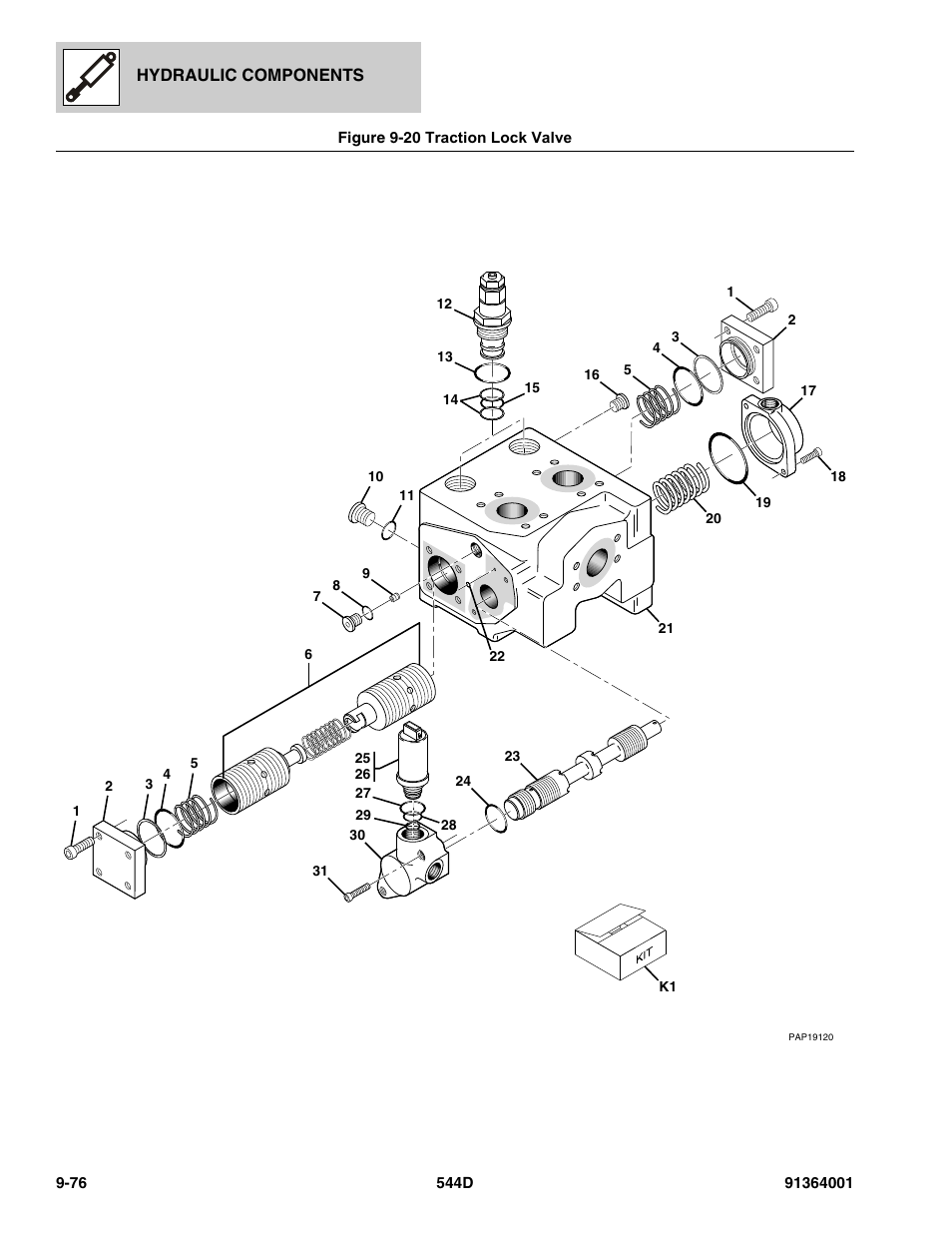 Figure 9-20 traction lock valve, Traction lock valve -76, Ve, (see figure 9-20 for details) | JLG 544D-10 Parts Manual User Manual | Page 502 / 730