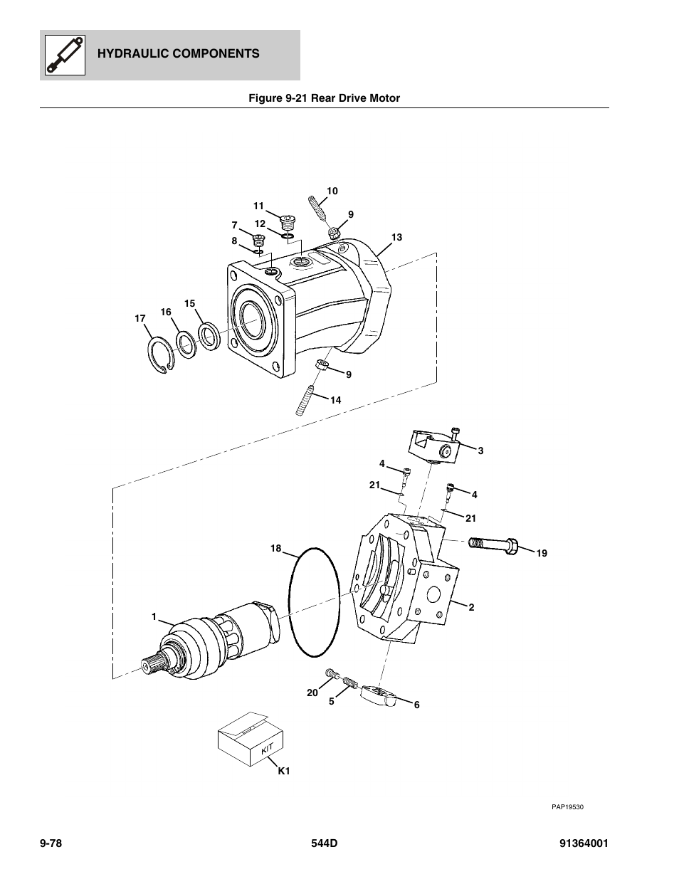 Figure 9-21 rear drive motor, Rear drive motor -78, See figure 9-21 for details) | R, (see figure 9-21 for details) | JLG 544D-10 Parts Manual User Manual | Page 504 / 730