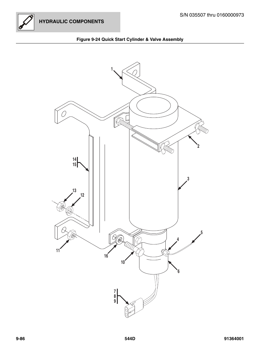 Figure 9-24 quick start cylinder & valve assembly, Quick start cylinder & valve assembly -86 | JLG 544D-10 Parts Manual User Manual | Page 512 / 730
