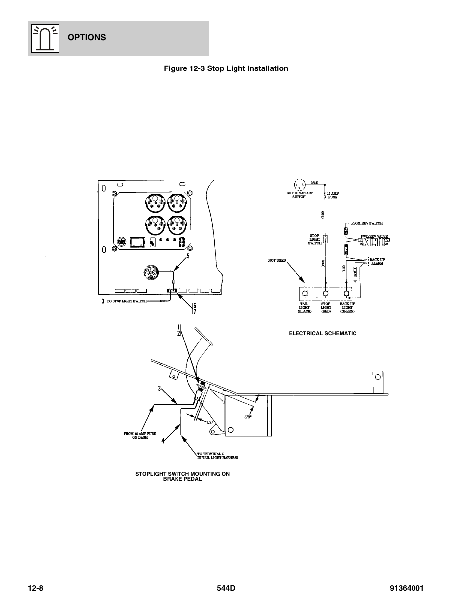 Figure 12-3 stop light installation, Stop light installation -8, Options | JLG 544D-10 Parts Manual User Manual | Page 582 / 730